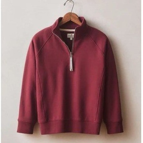 American Giant Tops - NEW American Giant Womens Midweight Half Zip Sweatshirt Top XS Red Burgundy USA